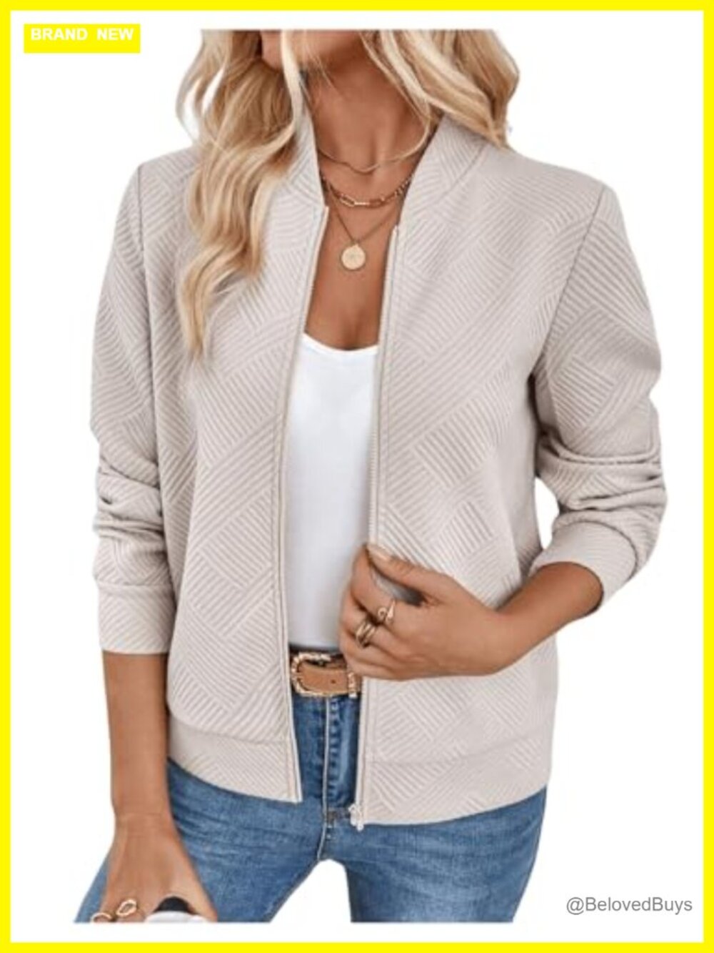 Women's Long Sleeve Zip Up Bomber Jacket Casual Coat